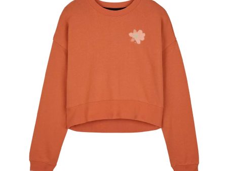 Crewneck Fox Womens Byrd Fleece LS - Atomic Orange on Sale