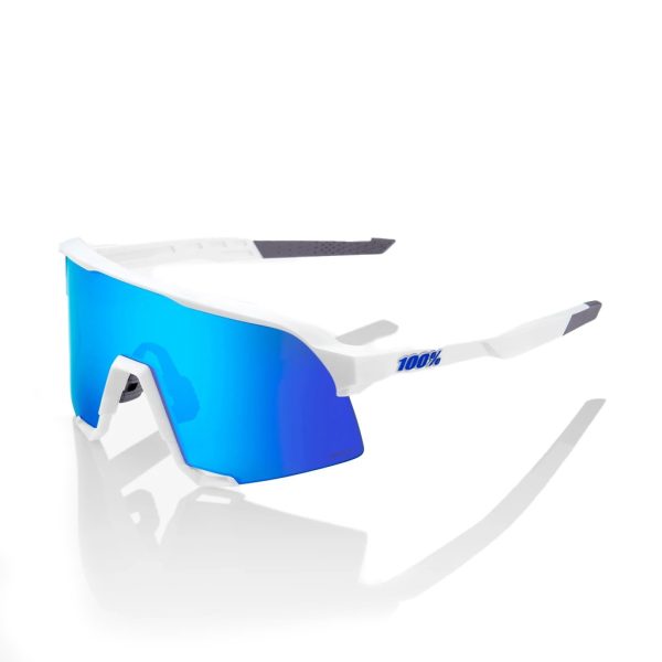 Sunglasses 100% S3 Matte White - HiPER Blue Multilayer Mirror Lens Fashion