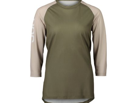 Jersey POC Womens MTB Pure 3 4 - Epidote Green Light Sandstone Beige Supply