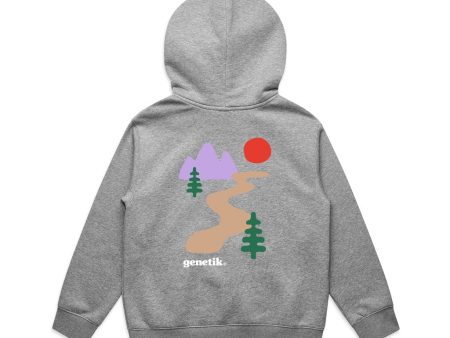 Youth Hoodie Genetik Trails - Heather Grey For Sale