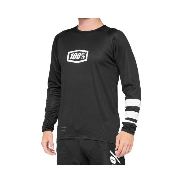 Jersey 100% Mens R-Core LS - Black White Cheap