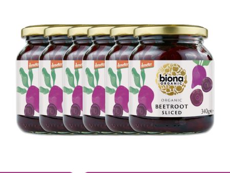 BIONA ORGANIC Beetroot Sliced - Pack of 6 (340g each) For Sale