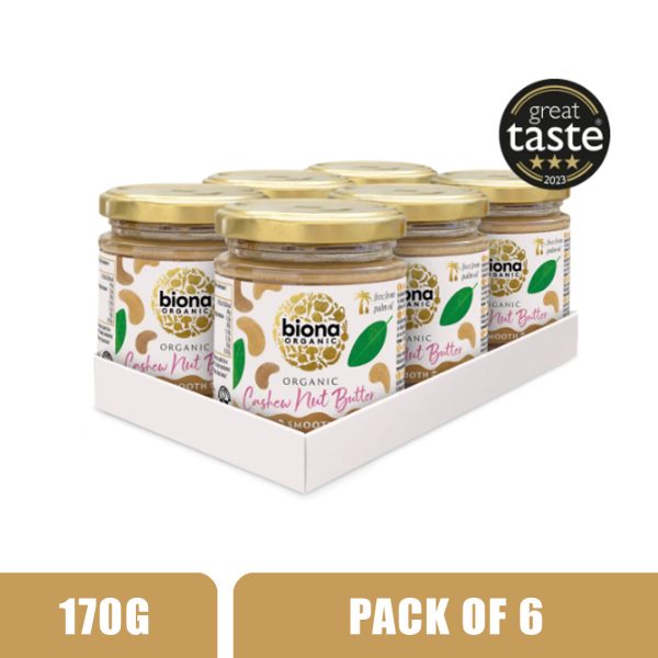 BIONA ORGANIC Cashew Nut Butter - Pack of 6 (170g each) Discount