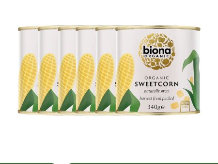 BIONA ORGANIC Sweetcorn in Can, Naturally Sweet - Pack of 6 (340g each) Hot on Sale