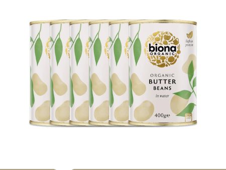 BIONA ORGANIC Butter Beans - Pack of 6 (400g each) Online now