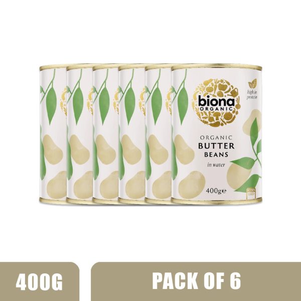 BIONA ORGANIC Butter Beans - Pack of 6 (400g each) Online now