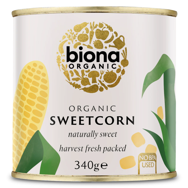 BIONA ORGANIC Sweetcorn in Can, Naturally Sweet - Pack of 6 (340g each) Hot on Sale