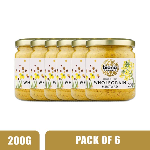 BIONA ORGANIC Wholegrain Mustard - Pack of 6 (200g each) Online now