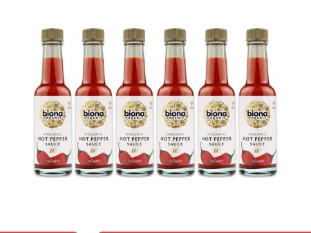 BIONA ORGANIC Hot Pepper Sauce - Pack of 6 (140ml each), Gluten Free Supply