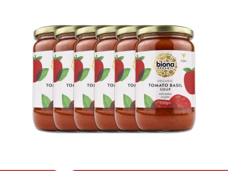 BIONA ORGANIC Tomato Basil Soup with Italian Oregano - Pack of 6 (680g each) on Sale