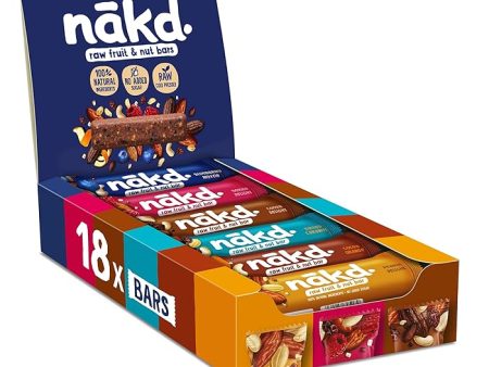 NAKD Raw Fruit And Nut Bars Variety Pack, 35g x 18 bars - Vegan, Gluten Free, No Added Sugar Supply