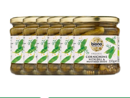 BIONA ORGANIC Cornichons With Dill & Mustard Seeds - Pack of 6 (330ml each) Online now