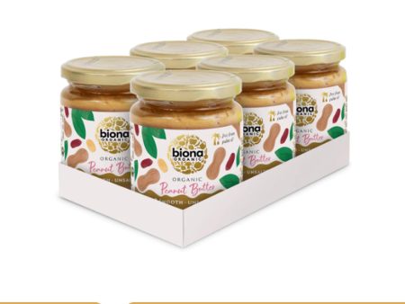 BIONA ORGANIC Peanut Butter Smooth, Unsalted - Pack of 6 (250g each) Online Hot Sale