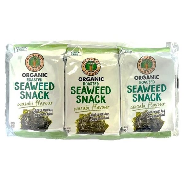 ORGANIC LARDER Roasted Seaweed Wasabi Snack, 6 x 5g - Organic, Vegan, Gluten Free Online now