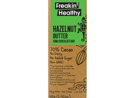 FREAKIN  HEALTHY Raw Chocolate Bar, Hazelnut Butter, 40g - Vegan Discount