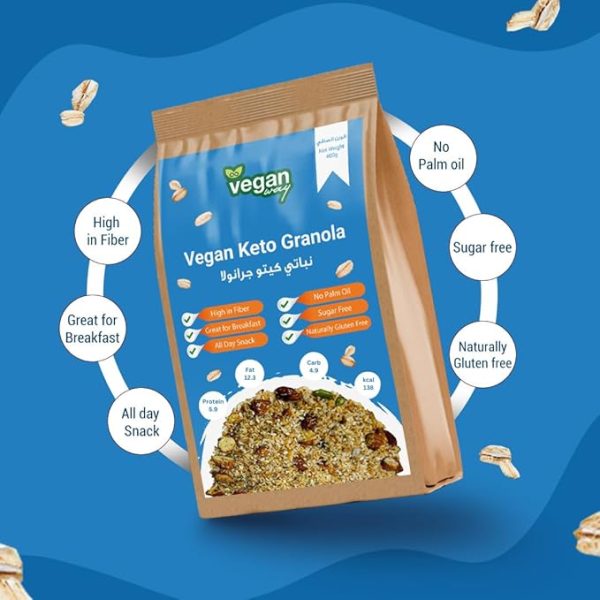 VEGAN WAY Vegan Keto Granola, Breakfast Muesli with Nuts & Seeds - Vegan, Gluten Free, Keto Friendly, Sugar Free - 400g Online now