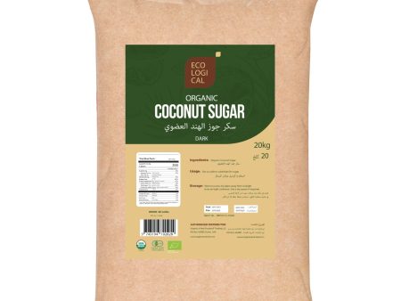 ECOLOGICAL Organic Coconut Sugar, Dark, 20Kg - Unrefined Sweetener for Healthier Living For Cheap