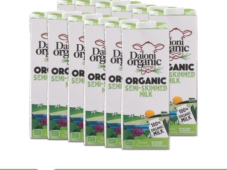 DAIONI ORGANIC Semi-Skimmed UHT Milk, 1L - Pack of 12, Organic Cheap