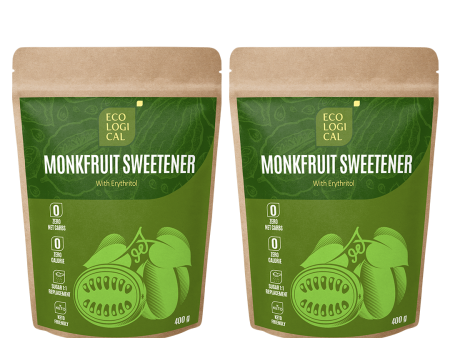 ECOLOGICAL Monkfruit Sweetener with Erythritol, 400g  - COMBO of 2 Packs For Cheap