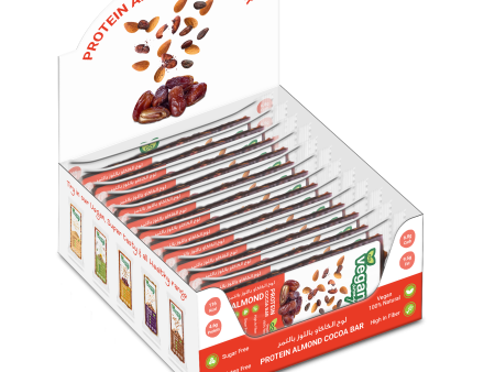 VEGAN WAY Protein Almond Cocoa Bar with Dates, Pack of 12 Pcs (40g each) - Vegan, Gluten Free, Non GMO Fashion