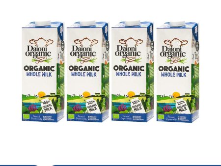 DAIONI ORGANIC Whole UHT Milk, 1L - Pack of 4 Online Sale