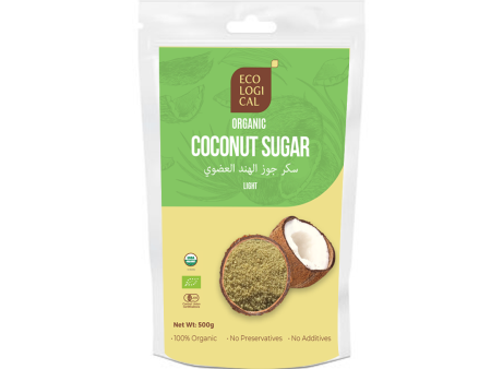 ECOLOGICAL Organic Coconut Sugar, Light, 500g - Unrefined Sweetener for Healthier Living on Sale