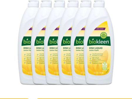 BIOKLEEN - Lemon-Thyme Dishwash Liquid - Pack of 6 (25 Oz each) on Sale