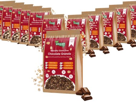 VEGAN WAY Naturally Gluten Free Chocolate Granola - Vegan, Gluten Free, Sugar Free - Pack of 12 (400g each) Hot on Sale