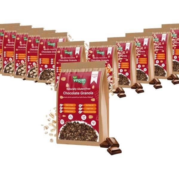 VEGAN WAY Naturally Gluten Free Chocolate Granola - Vegan, Gluten Free, Sugar Free - Pack of 12 (400g each) Hot on Sale