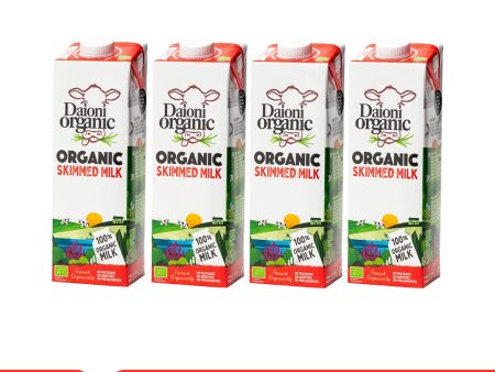 DAIONI ORGANIC Skimmed UHT Milk, 1L - Pack of 4 For Discount