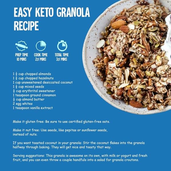 VEGAN WAY Vegan Keto Granola, Breakfast Muesli with Nuts & Seeds - Vegan, Gluten Free, Keto Friendly, Sugar Free - 400g Online now