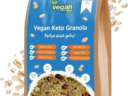 VEGAN WAY Vegan Keto Granola, Breakfast Muesli with Nuts & Seeds - Vegan, Gluten Free, Keto Friendly, Sugar Free - 400g Online now